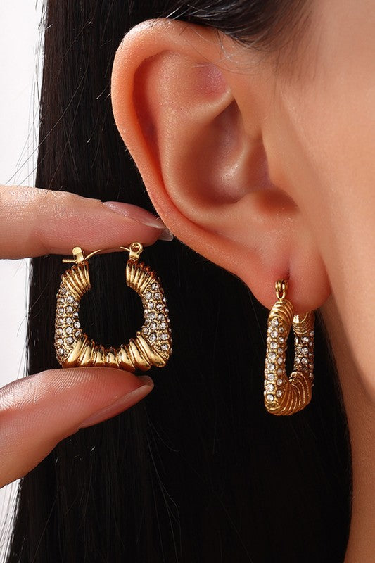 Rhinestone Square Earrings