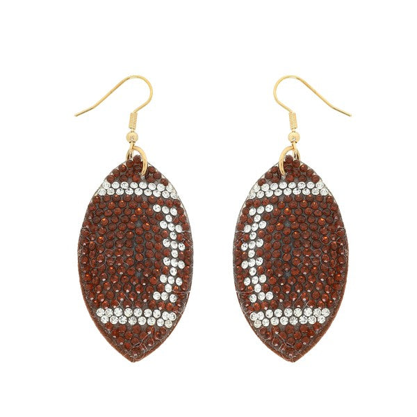 Football Rhinestone Drop Earrings