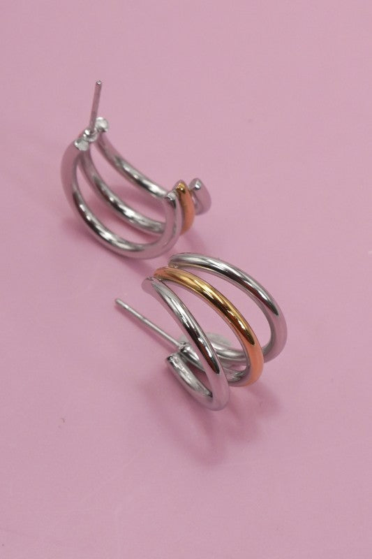 Two Tone Hoop Earrings