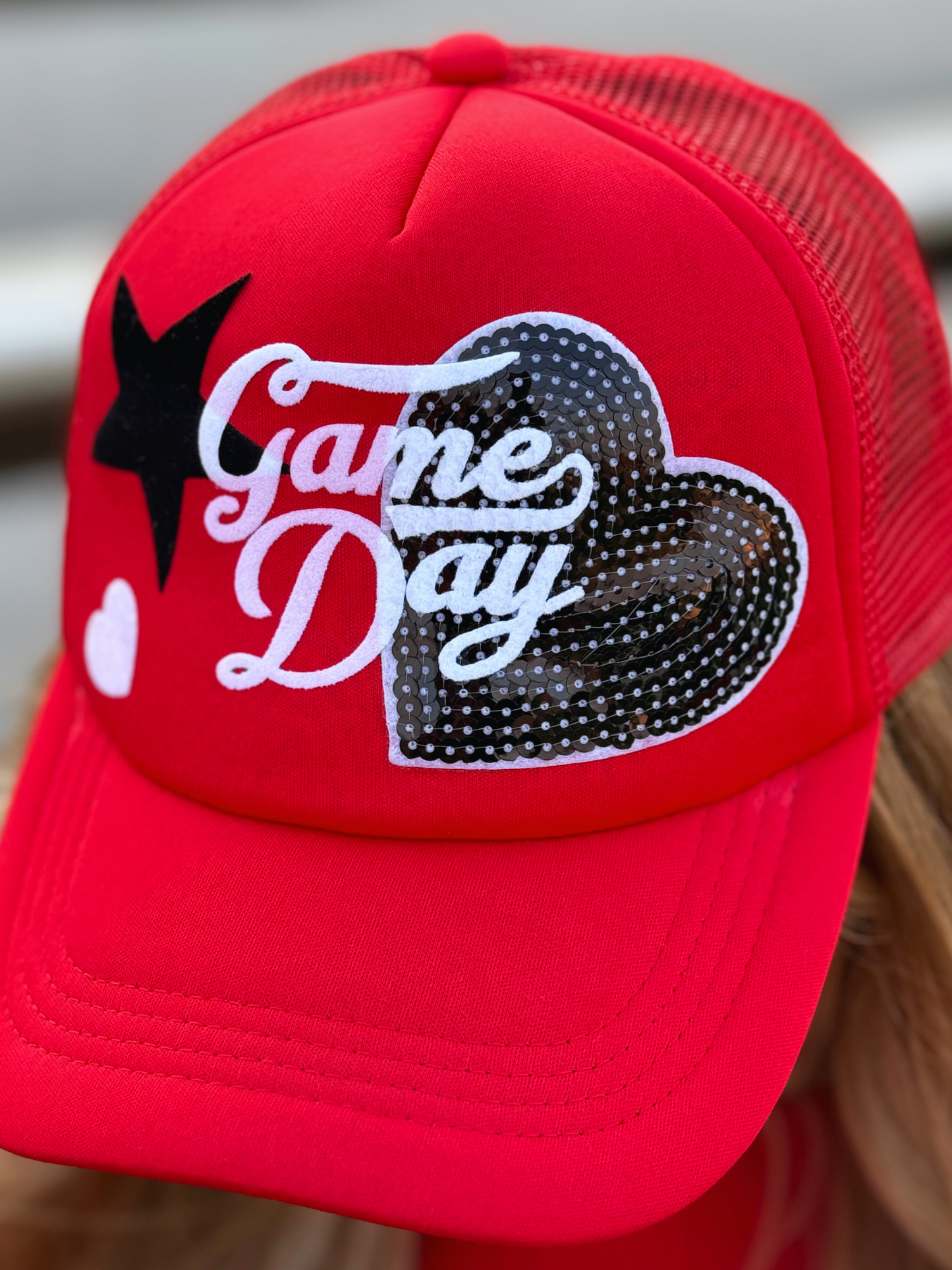 Game Day Sequin Patch Trucker Hat