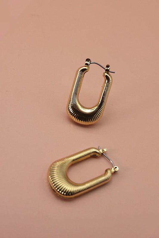 Texture U Drop Hoop Earrings